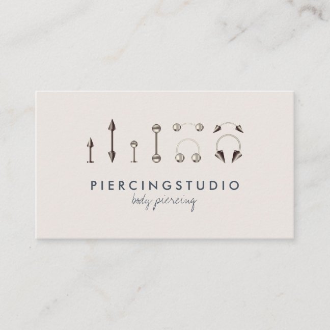 Piercing Jewelry Studio Navy Ivory Business Card