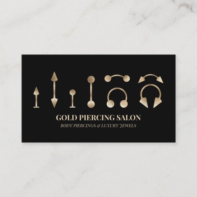 Piercing Specialist Golden JEWELS Business Card