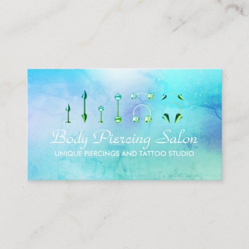 Piercing Specialist hologram Chic green color Business Card