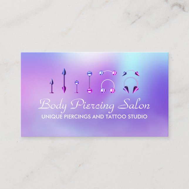 Piercing Specialist hologram pink Business Card (Front)