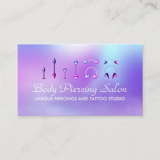 Piercing Specialist hologram pink Business Card