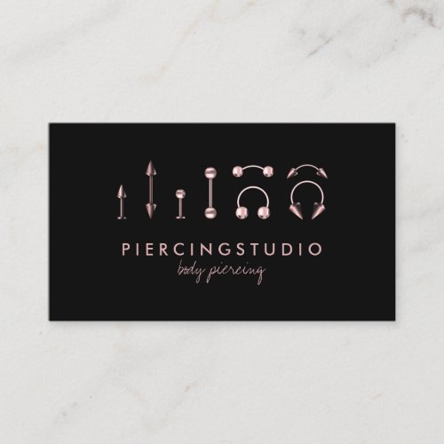 Piercing Specialist Tattoo Studio Rose Gold Business Card