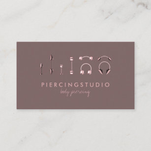 Piercing Specialist Tattoo Studio Rose Gold solid Business Card