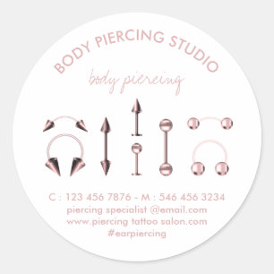 Piercing Store Rose Gold Jewelry Classic Round Sticker