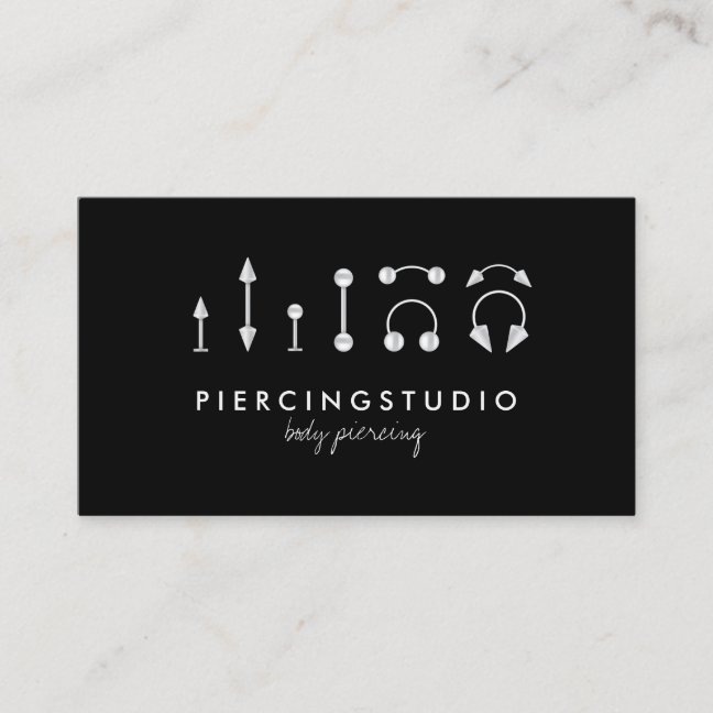 Piercing Tattoo Studio Black Business Card