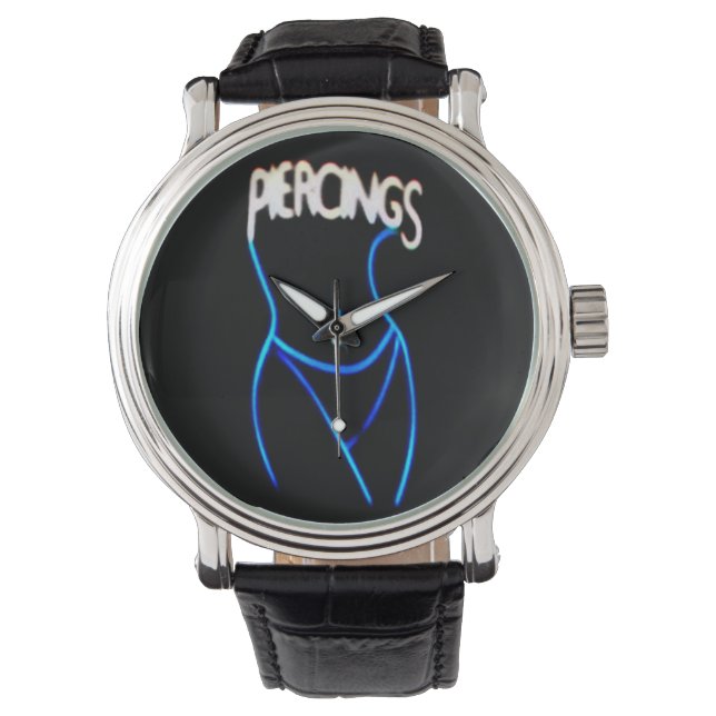 Piercings Neon Lady Silhouette -Blue Watches (Front)