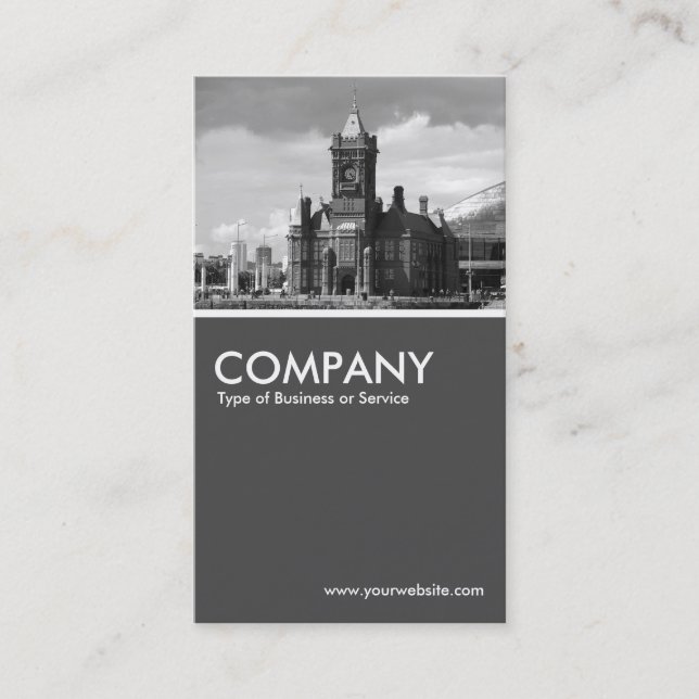 Pierhead Building, Cardiff Bay - 70pc Gray Business Card (Front)
