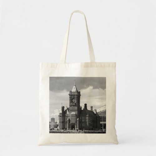Pierhead Building Cardiff Wales BW Tote Bag