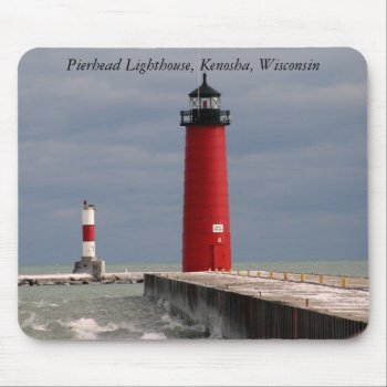 Pierhead Lighthouse  Kenosha  Wisconsin Mouse Pad by kkphoto1 at Zazzle