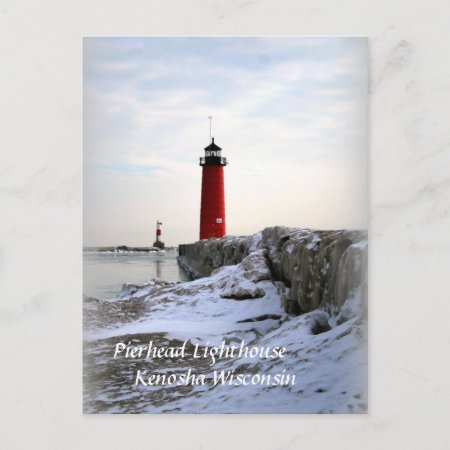 Pierhead Lighthouse, Kenosha Wisconsin Postcard