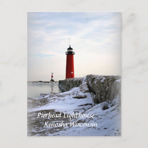 Pierhead Lighthouse Kenosha Wisconsin Postcard