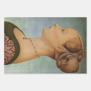 Piero del Pollaiuolo, Portrait of a Young Woman Wrapping Paper Sheets