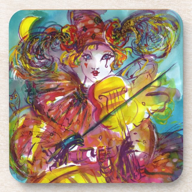 PIERO / Venetian Carnival Night Beverage Coaster (Front)