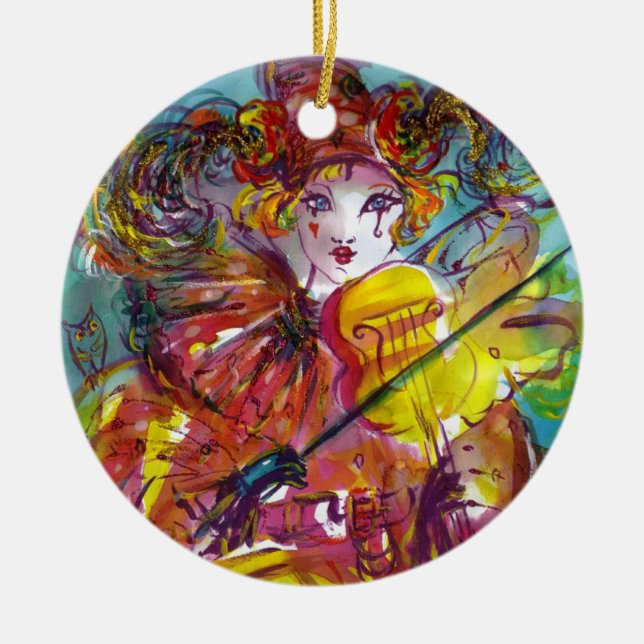 PIERO / Venetian Carnival Night Ceramic Ornament (Front)