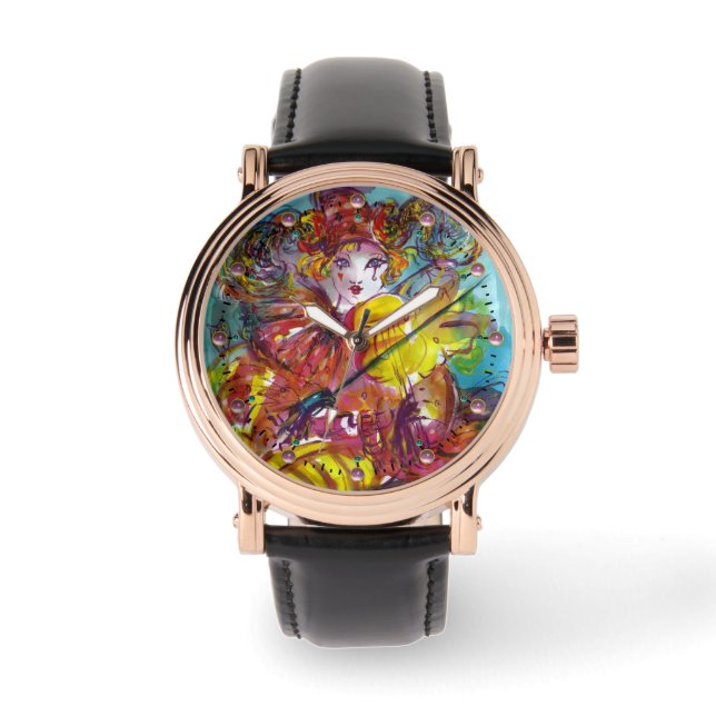 PIERO / Venetian Carnival Night Watercolor Watch (Front)