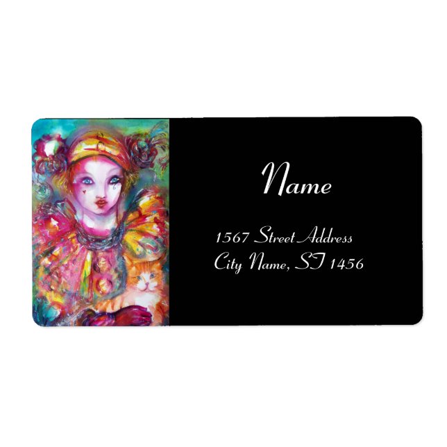 PIERO  WITH CAT 2  red pink purple yellow black Label (Front)