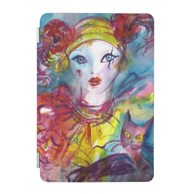 PIERO WITH CAT / Venetian Carnival Mask In Pink iPad Mini Cover (Front)