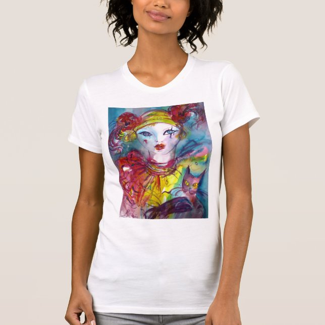 PIERO WITH CAT / Venetian Masquerade Masks T-Shirt (Front)