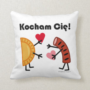 Pierogi & Kielbasa - Kocham Cie! (I Love You!) Throw Pillow