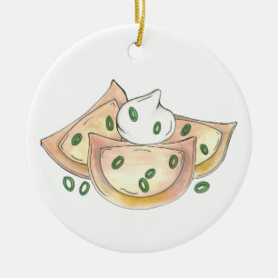 Pierogies Polish Cuisine Potato Dumplings Foodie Ceramic Ornament
