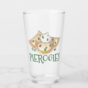 Pierogies Polish Potato Dumplings with Sour Cream Glass