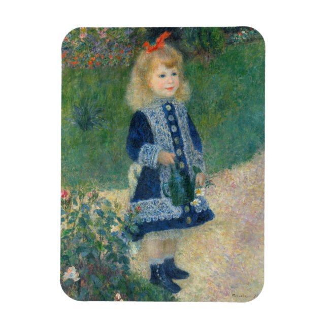 Pierre A Renoir | A Girl with a Watering Can Magnet (Vertical)