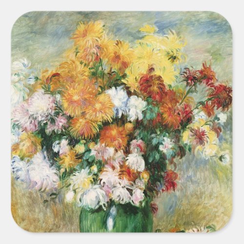Pierre A Renoir  Bouquet of Chrysanthemums Square Sticker