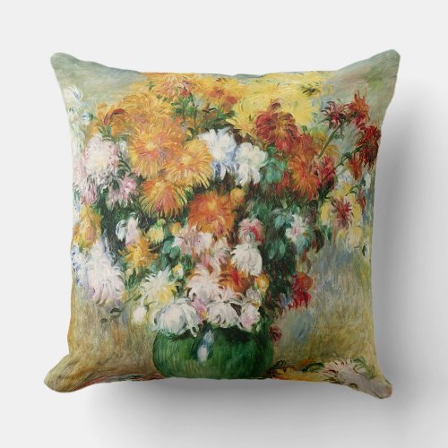 Pierre A Renoir  Bouquet of Chrysanthemums Throw Pillow