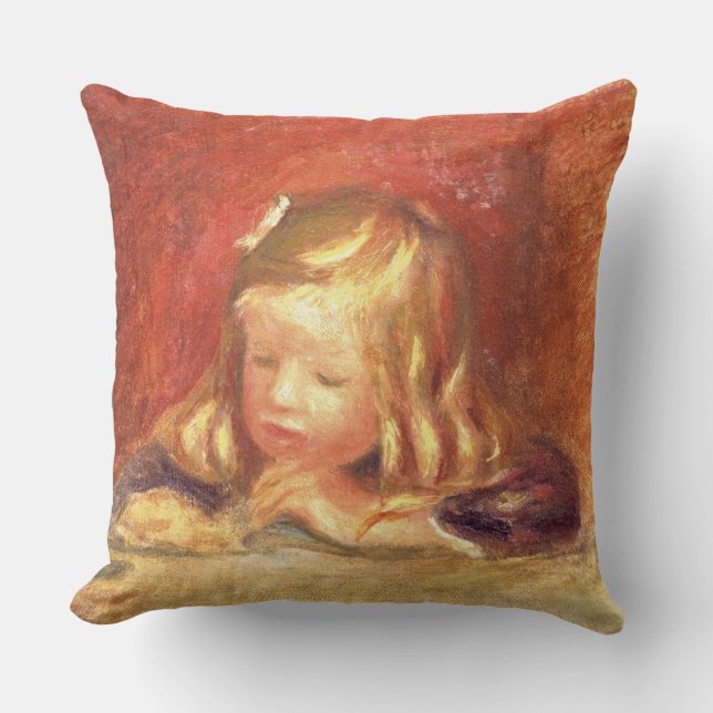 Pierre A Renoir | Coco at the Table  Throw Pillow (Front)