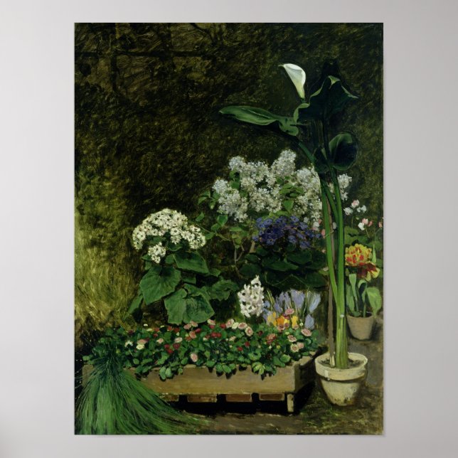 Pierre A Renoir | Flowers in a Greenhouse Poster (Front)