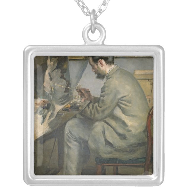 Pierre A Renoir | Frederic Bazille at his Easel Silver Plated Necklace (Front)