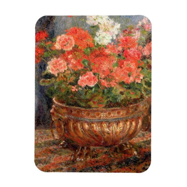 Pierre A Renoir | Geraniums in a Copper Basin Magnet (Vertical)