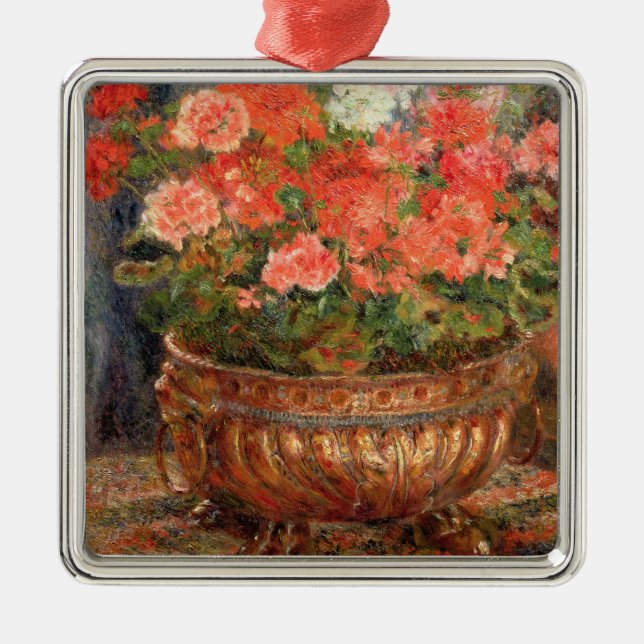 Pierre A Renoir | Geraniums in a Copper Basin Metal Ornament (Front)