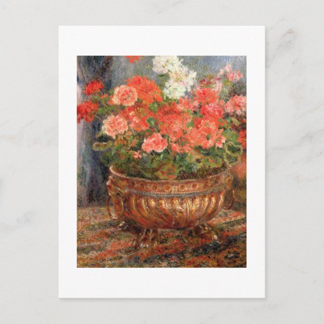 Pierre A Renoir | Geraniums in a Copper Basin Postcard (Front)