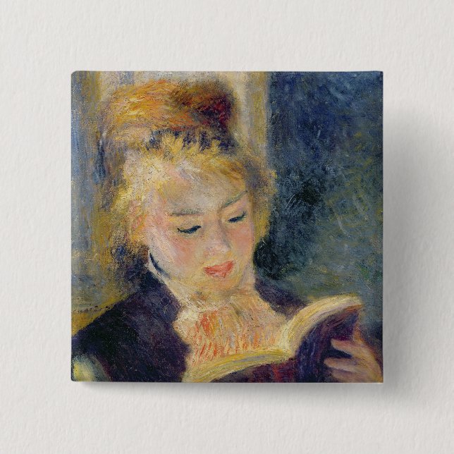 Pierre A Renoir | Girl Reading Button (Front)
