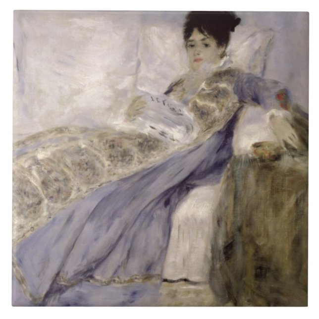 Pierre A Renoir | Madame Monet on a Sofa Ceramic Tile (Front)