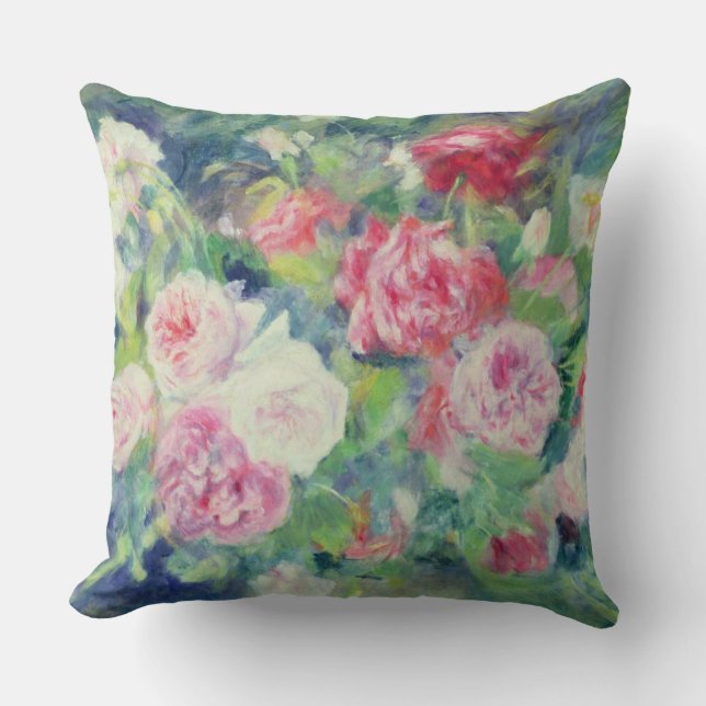 Pierre A Renoir | Roses 2 Throw Pillow (Front)