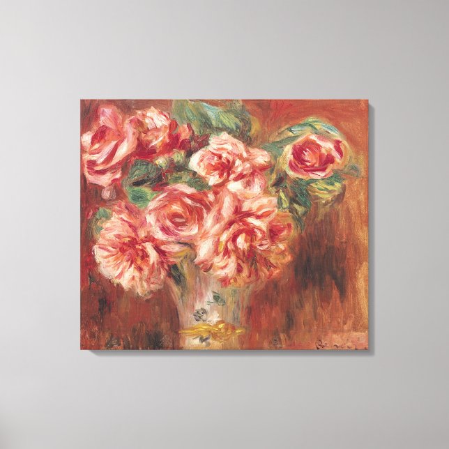 Pierre A Renoir | Roses in a Vase Canvas Print (Front)