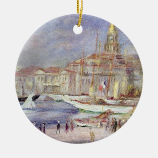 Pierre A Renoir | The Old Port of Marseilles Ceramic Ornament (Front)