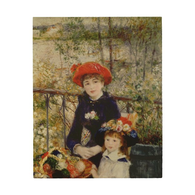 Pierre A Renoir | Two Sisters, or On The Terrace Wood Wall Art (Front)