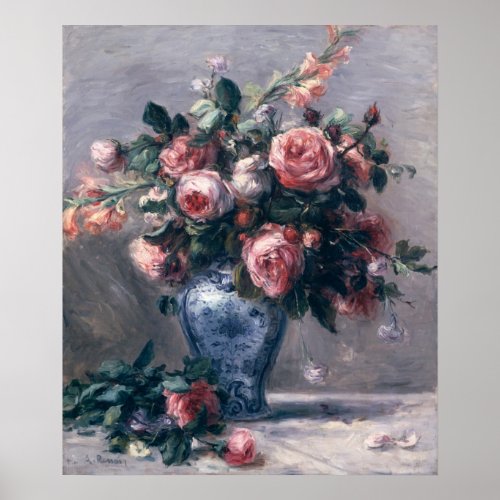 Pierre A Renoir  Vase of Roses Poster