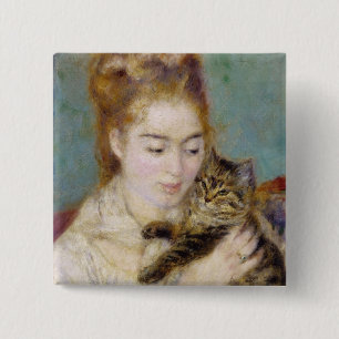 Pierre A Renoir   Woman with a Cat Button