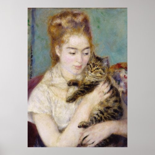 Pierre A Renoir  Woman with a Cat Poster