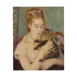 Pierre A Renoir Woman with a Cat Wood Wall Decor