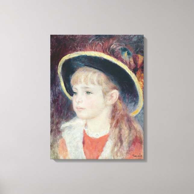 Pierre A Renoir | Young Girl in a Blue Hat Canvas Print (Front)