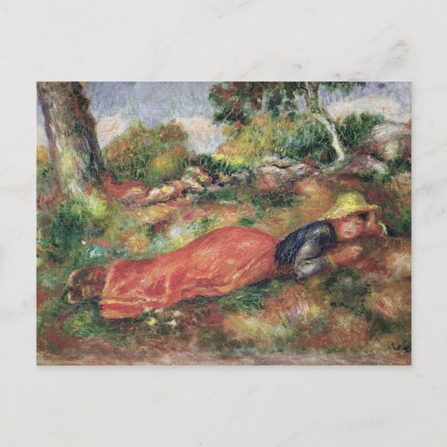Pierre A Renoir | Young Girl Sleeping on the Grass Postcard (Front)