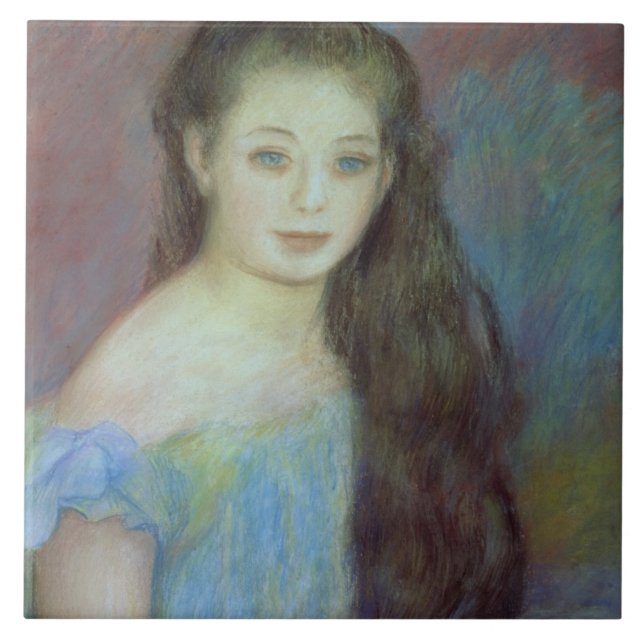 Pierre A Renoir | Young girl with blue eyes Tile (Front)