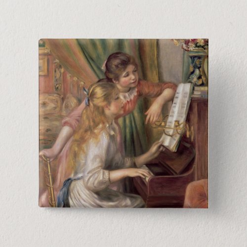 Pierre A Renoir  Young Girls at the Piano Button