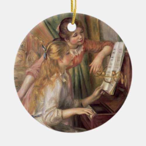 Pierre A Renoir  Young Girls at the Piano Ceramic Ornament