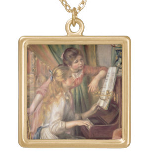 Pierre A Renoir   Young Girls at the Piano Gold Plated Necklace